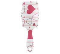 Hair Brush Valentines Day Festive Doodle Hearts Pink Stripe Anti-static Massage Hair Comb Wet And Dry Hairbrush Wetbrush for Women Men Conditioning Hair Texture
