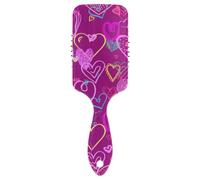 Hair Brush Valentine's Day Hearts Purple Lovely Art Anti-static Brushes Wet And Dry Hairbrush Wetbrush for Curly Hair Detangling and Adding Shine