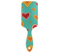 Hair Brush Valentine's Day Retro Hearts Green Anti-static Massage Hair Comb Wet And Dry Hairbrush Wetbrush for Curly Hair Detangling and Adding Shine