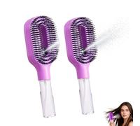 Hair Brush with Water Spray Mister - 2-in-1 Detangling Brush with Built-in Fine Mist, Portable Wet & Dry Styling Tool for Smooth, Frizz-Free Hair - Quick Refresh for Women On-The-Go (Purple,2)