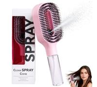 Hair Brush with Water Spray Mister - 2-in-1 Detangling Brush with Built-in Fine Mist, Portable Wet & Dry Styling Tool for Smooth, Frizz-Free Hair - Quick Refresh for Women On-The-Go (Pink,1)