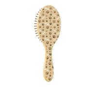 Hair brush wood brown cute dog prints bones brush fine hair wooden hairbrush for women massage brush hair