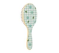 Hair Brush Wood Buffalo Plaid Tartan Check Scotland Flowers Farm Wooden Paddle Hairbrush Wooden Hairbrush for Women Natural Hairbrush