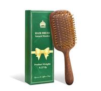 Hair Brushes for Women Men Kids Natural Green Sandalwood Wooden Hair Brush with Ergonomic Handle Enhance Shine Detangling Hairbrush for Dry Curly Thick Thin Straight Hair