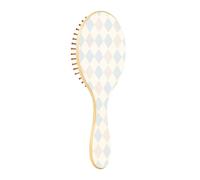 Hair brushes wood blue white buffalo plaid tartan check scotland model paddle hairbrush for women wooden hairbrushes for women massage hairbrush