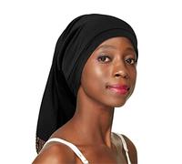 Hair Buff Sleep Cap Satin Lining for Dreadlocks, Braids, Curly Hair Adjustable Unisex, Black, One Size
