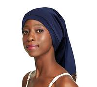 Hair Buff Sleep Cap Satin Lining for Dreadlocks, Braids, Curly Hair Adjustable Unisex - blue - One Size