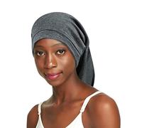 Hair Buff Sleep Cap Satin Lining for Dreadlocks, Braids, Curly Hair Adjustable Unisex, Grey, One Size