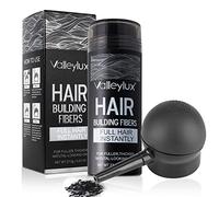 Hair Building Fibres for Thinning Hair,Hair Building Fibres Powder for a Thicker-looking Hairline,Undetectable Natural Keratin Hair Fibers Instantly Conceals Hair Loss for Men Women(Black+Application)