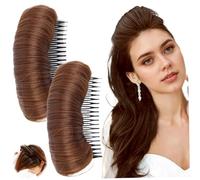 Hair Bump Clip for Volume, Hair Bumps for Volume Insert 2Pcs Invisible Fluffy 4.7x1.2in Bump for Women Natural Dark Brown Pad for Hairstyling