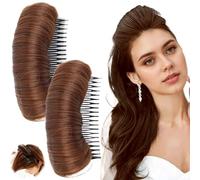 Hair Bumps for Volume Insert 2Pcs Invisible Fluffy Hair Bump for Women Natural Dark Brown Hair Pad for Hairstyling
