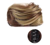 Hair bun 1/2 PCS Accessory Updo Hairpieces For Women Girls Mini Claw Synthetic Curly Wavy Hair Bun Extensions Wig Clip in Messy & Cat Ears Short Hair Bun Hair Piece for Women(FB001-12H24)