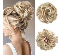 Hair Bun 1 Pack Synthetic Bun Hair Extensions Messy Curly Wig Donut Hair Bun with Elastic Rubber Band Hair Bun for Women wig(16H613 Dirty blond)