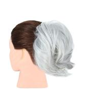 Hair Bun 1 Pack Synthetic Messy Bun Hair Extensions Wavy Curly Bun Short Ponytail Bun Extensions Women Elastic Bun Wigs Hair Bun Piece(Grey)