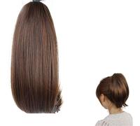 Hair Bun 10 Inch Short Straight Ponytail Wig with Claw Clips Ponytail Wig Hair Bun Synthetic Women's Ponytail Hair Clips Hair Bun Piece(4/27HL)