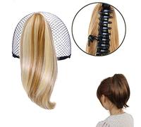 Hair Bun 10 Inch Short Straight Ponytail Wig with Claw Clips Ponytail Wig Hair Bun Synthetic Women's Ponytail Hair Clips Hair Bun Piece(1B/30HL)