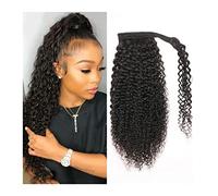 Hair Bun 12-26 Inch Curly Ponytail Real Hair Extensions Ponytail Curly Wrap Black Wig Hair Slices for Black Women Wig Hair Bun Hair Bun Piece(20inches 100g)