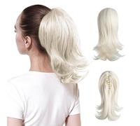 Hair Bun 12inches Women Medium Long Hair Slightly Warped Ponytail Claw Clip Style Ponytail Hair Extension Wig Curly Hair Bun Hair Bun Piece(14)