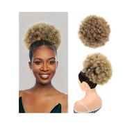 Hair bun 1Pcs Afro Puff Drawstring Ponytail Extension for Black Women Clip in Synthetic Curly Bun Hair Pieces Hair Bun Hair Piece for Women(8inch-1B-27)