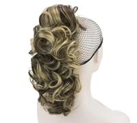 Hair Bun 1Pcs Ponytail Curly Synthetic Hair Blonde Ombre Clip In Hair Extensions Little Pony Tail Hair On Clips Chignon(T1B/4/30)