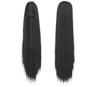 Hair Bun 1Pcs Straight Clip In Hairpiece Hair Extensions Blonde Gray Little Pony Tail Synthetic Hair Claw Ponytail(1B/30HL)