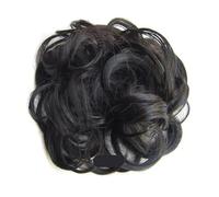 Hair Bun 1Pcs Synthetic Flexible Elastic Women's Messy Hair Bun BlackBrown Blonde Curly Scrunchy Chignon Hairpiece(#1B)