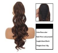 Hair Bun 20inches Long Wavy Drawstring Ponytail Faux Wig Women Claw Clip Hair Extension Ponytail Hair Extensions Hair Bun Hair Bun Piece(04)