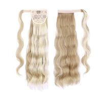 Hair Bun 22 Inch Long Wavy Curl Wrap Ponytail Heat Resistant Synthetic Wig Ponytail Extensions Hair Bun for Women Bun(F24-613)