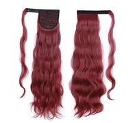 Hair Bun 22 Inch Long Wavy Curl Wrap Ponytail Heat Resistant Synthetic Wig Ponytail Extensions Hair Bun for Women wig(BURG)
