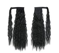 Hair Bun 22 Inch Synthetic Corn Wavy Long Ponytail Wig Wrap Hair Clip Extensions Ponytail Hair Bun Women Hair Accessories wig(1B)