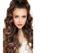 Hair Bun 22 Inch Synthetic Ponytail Hair Extensions Long Wavy Drawstring Stylish Ponytail Hair Extensions Bun for Women wig(Highlight-26)