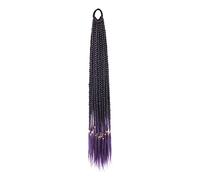 Hair Bun 24 Inch Braided Ponytail Multicolor Braid Extensions Rainbow Braided Hair Extensions Synthetic Wigs with Elastic Bands Hair Bun Piece(1B-Pupple)