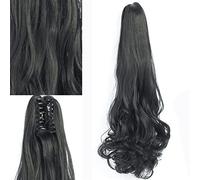 Hair Bun 24 Inch Large Wavy Long Hair Synthetic Fiber Wig Fluffy Natural Claw Clips Women Ponytail Extensions Hair Wig Bun wig(1B-01)