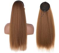 Hair Bun 24 Inch Long Straight Afro Synthetic Wrap Around Ponytail Hair Curly Natural Hair Straight With Drawstring wig(Drawstring-30)