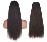 Hair Bun 24 Inch Long Straight Afro Synthetic Wrap Around Ponytail Hair Curly Natural Hair Straight With Drawstring Hair Bun Piece(Drawstring-4)
