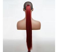 Hair Bun 24inches Synthetic Hair Bun Wig Ponytail Claw Clip Style Long Straight Hair Ponytail Extensions Women's Wig Hair Bun Hair Bun Piece(BURG)