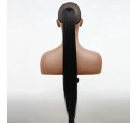 Hair Bun 24inches Synthetic Hair Bun Wig Ponytail Claw Clip Style Long Straight Hair Ponytail Extensions Women's Wig Hair Bun Hair Bun Piece(1B)