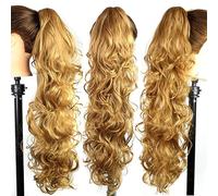 Hair Bun 25inches Synthetic Messy Bun Long Curly Hair Big Wavy Wig Claw Clip Style Female Ponytail Hair Extension Women's Wig Hair Bun Piece(12)