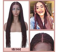 Hair Bun 30 Inch Twist Braided Wig Long Black Lace Braided Wig Women Long Straight Hair Synthetic Fiber Headgear Hair Bun wig(1B-99J)