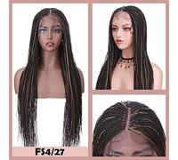 Hair Bun 30 Inch Twist Braided Wig Long Black Lace Braided Wig Women Long Straight Hair Synthetic Fiber Headgear Hair Bun wig(FS4-27)