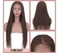 Hair Bun 30 Inch Twist Braided Wig Long Black Lace Braided Wig Women Long Straight Hair Synthetic Fiber Headgear Hair Bun Bun(1B-30T)