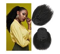 Hair Bun 8-24 Inch Afro Curly Ponytail Human Hair Extensions Curly Fluffy Hair Comb with Drawstring Ponytail Hair Extensions Hair Bun Piece(22inch)