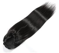 Hair Bun 8-24 Inch Ponytail Human Hair Extensions Straight Hair with Drawstring Hair Slices Women Black Ponytail Hair Bun Hair Bun Piece(10 inch)