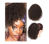 Hair Bun 8 Inch Short Curly with Drawstring Hairpin Ponytail Afro Ponytail Hair Extension Synthetic Curly Bun for Black Women Hair Bun Piece(D)