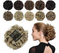 Hair Bun, Chignon Hairpiece with Combs - Curly Bun Extensions, Scrunchie Updo,for Daily Wear(Dark gold)