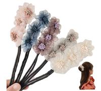 Hair Bun Clip, 5Pcs Hair Bun Maker Elegant Styling Sweet 3 Flower Lazy Hair Curler Comfortable Non-Fall 5 Colors Hair Bun Clip for Women Girls, Hair Bun Roller