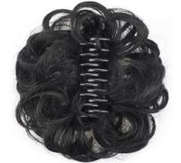 Hair Bun Clip for Women Curly, Adjustable Claw Messy Bun Hair Clip, No-Slip Grip Faux Ponytail for Provides Fuller Look, Nature Black