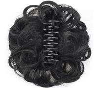 Hair Bun Clip for Women Curly, Adjustable Claw Messy Bun Hair Clip, No-Slip Grip Faux Ponytail for Provides Fuller Look, Nature Black