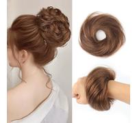 Hair Bun, Curly 100% Human Hair Fluffy Bun Scrunchies,for women(Light brown)