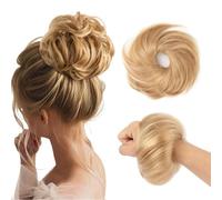 Hair Bun, Curly 100% Human Hair Fluffy Bun Scrunchies Women's(Dark gold)